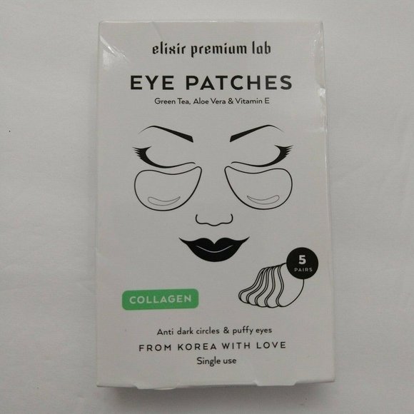 Eye Patches Collagen Dark Circle Puffy Green Tea Aloe vera Vitamin E 5 pairs - Picture 2 of 3
